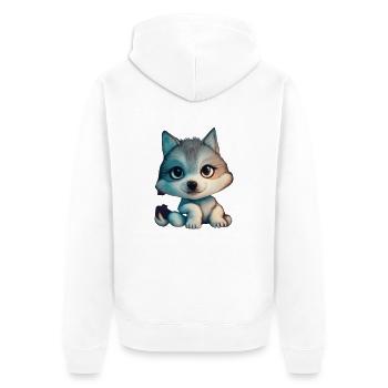 Little Wolf - Unisex Premium Bio Zip Hoodie - Weiß - Hinten - Thijin (182cm)