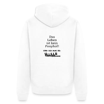 Das Leben ist kein Ponyhof... - Unisex Premium Bio Zip Hoodie - Weiß - Hinten - Thijin (182cm)