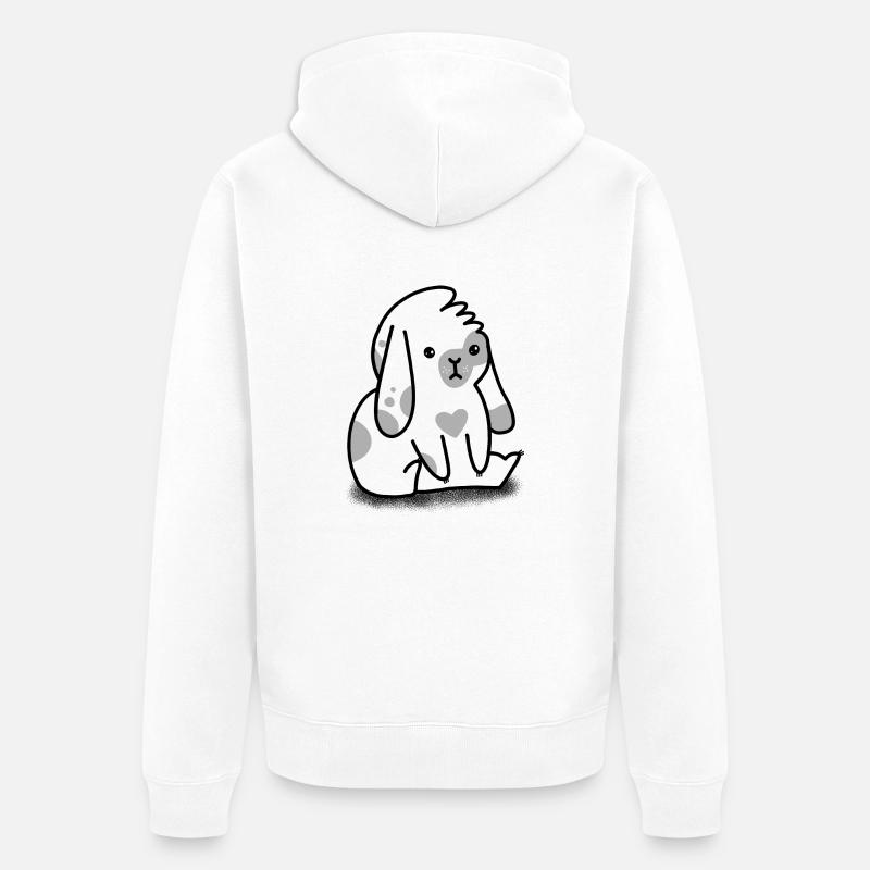 Mignon assis chignon blanc lapin - Veste à capuche bio Premium Unisexe - blanc