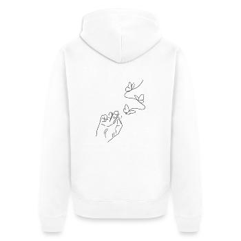 Papillon à la main Line Art - minimaliste - Veste à capuche bio Premium Unisexe - blanc - Dos - Thijin (182cm)