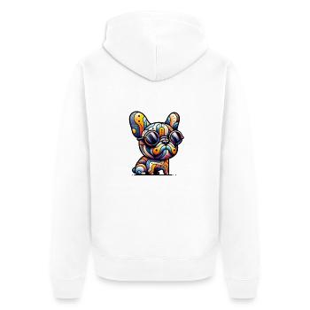Frenchie Summer - Unisex Premium Bio Zip Hoodie - Weiß - Hinten - Thijin (182cm)