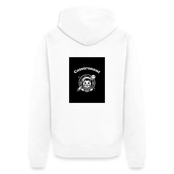 Catstronaut - Unisex Premium Bio Zip Hoodie - Weiß - Hinten - Thijin (182cm)