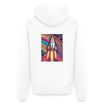 Bitcoin to the moon - Unisex Premium Bio Zip Hoodie - Weiß - Hinten - Thijin (182cm)