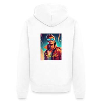 Typ - Unisex Premium Bio Zip Hoodie - Weiß - Hinten - Thijin (182cm)