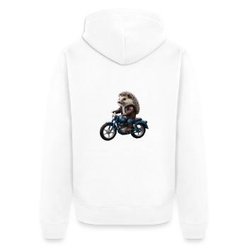 Hérisson motard - Veste à capuche bio Premium Unisexe - blanc - Dos - Thijin (182cm)