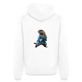 Marmotte sportive - Veste à capuche bio Premium Unisexe - blanc - Dos - Thijin (182cm)