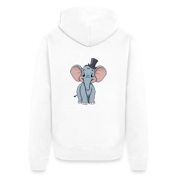 Adorable blue comic elephant With hat - Unisex Premium Organic Zip Hoodie - white - Back - Thijin (182cm)