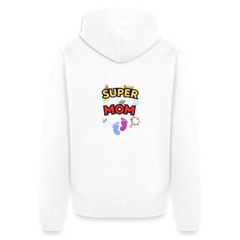 Super Mom - Liebevolle Mama mit süßen Baby-Icons - Unisex Premium Bio Zip Hoodie - Weiß - Hinten - Thijin (182cm)