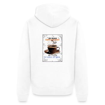 heißer Kaffee Shirt /Hoodie - Unisex Premium Bio Zip Hoodie - Weiß - Hinten - Thijin (182cm)