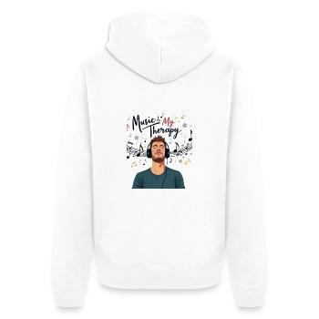 Music is my therapy - Unisex Premium Organic Zip Hoodie - white - Back - Thijin (182cm)