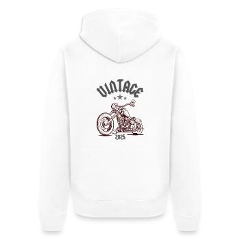 Vélo Vintage 2025 - Veste à capuche bio Premium Unisexe - blanc - Dos - Thijin (182cm)