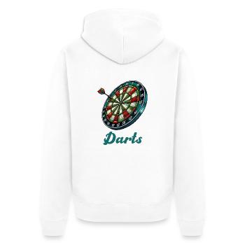 Dartboard Darts - Unisex Premium Organic Zip Hoodie - white - Back - Thijin (182cm)