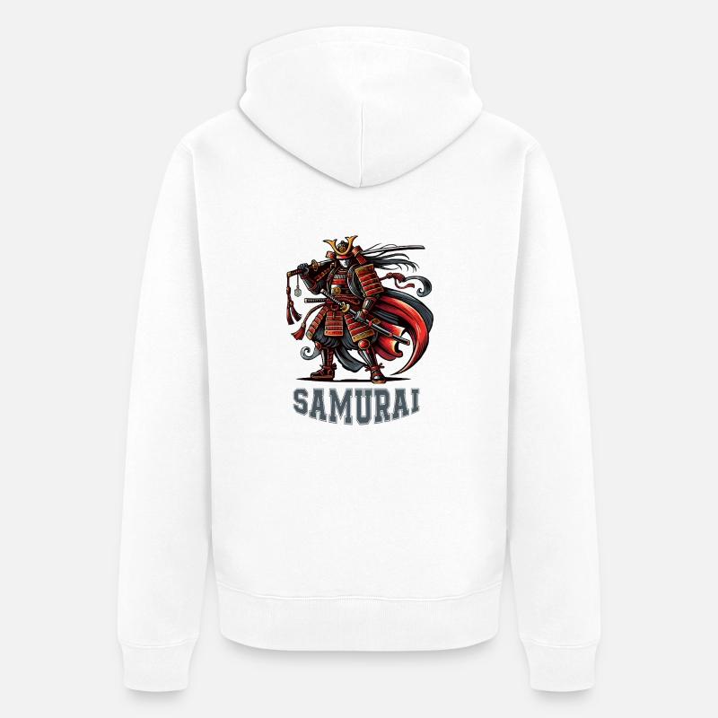 samurai comic - Unisex Premium Bio Zip Hoodie - Weiß