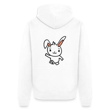 Rabbit waving greeting going running running waving waving - Unisex Premium Organic Zip Hoodie - white - Back - Thijin (182cm)