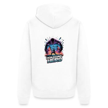 Debugging Hero – Epic Battle Against Code Monsters - Unisex Premium Organic Zip Hoodie - white - Back - Thijin (182cm)