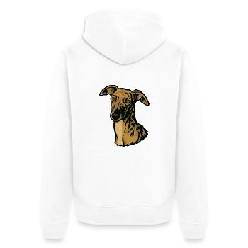 Galgo Español – Stolz & Schönheit - Unisex Premium Bio Zip Hoodie - Weiß - Hinten - Thijin (182cm)