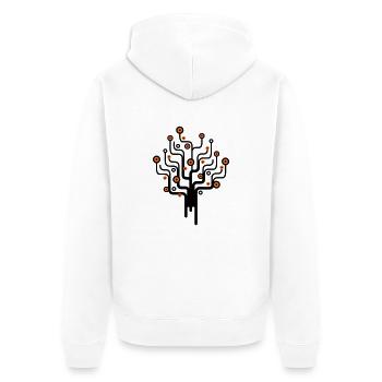 baum2_2f - Unisex Premium Bio Zip Hoodie - Weiß - Hinten - Thijin (182cm)