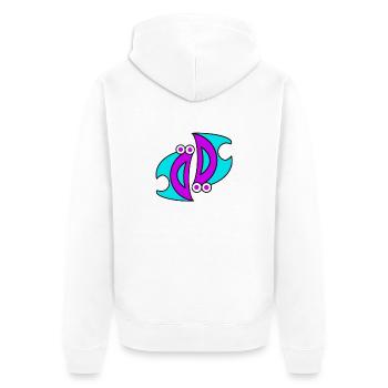 Doppel D.F. - Unisex Premium Bio Zip Hoodie - Weiß - Hinten - Thijin (182cm)