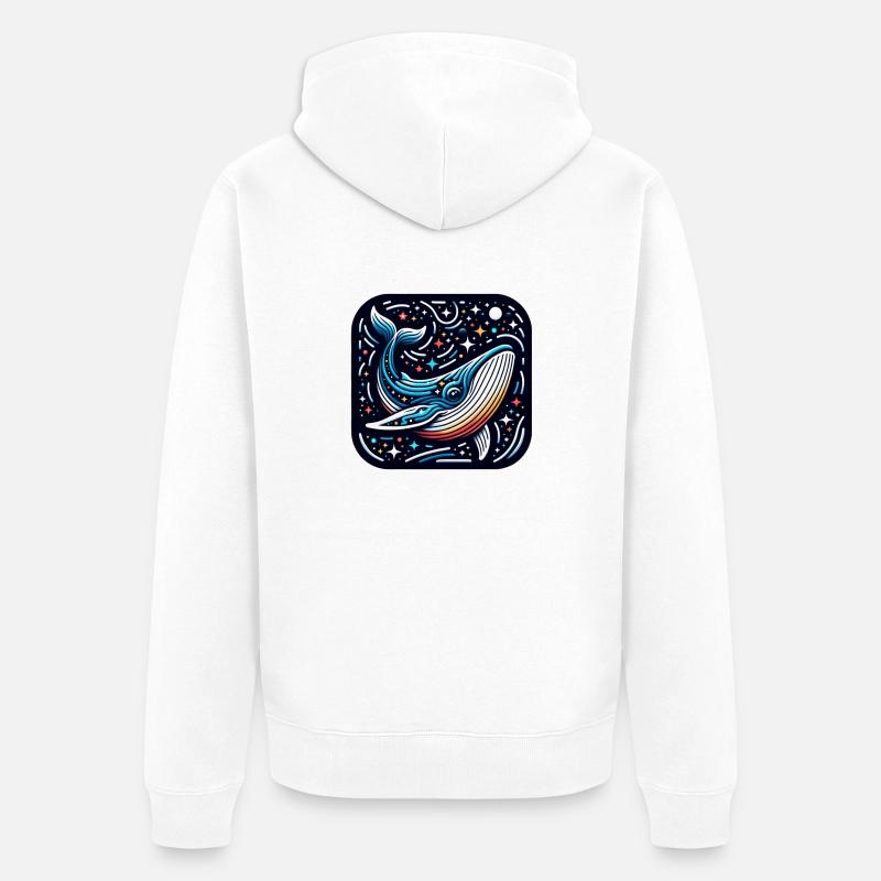 baleine de l’espace - Veste à capuche bio Premium Unisexe - blanc