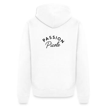Passion picole – Design typographique humoristique - Veste à capuche bio Premium Unisexe - blanc - Dos - Thijin (182cm)