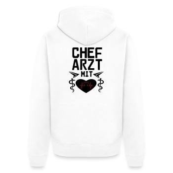 Chefarzt mit Herz Geschenk - Unisex Premium Bio Zip Hoodie - Weiß - Hinten - Thijin (182cm)