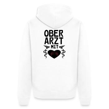 Oberarzt mit Herz Geschenk - Unisex Premium Bio Zip Hoodie - Weiß - Hinten - Thijin (182cm)