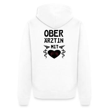 Oberärztin mit Herz Geschenk - Unisex Premium Bio Zip Hoodie - Weiß - Hinten - Thijin (182cm)