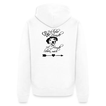 Ich liebe Hunde Liebe Tier Haustier Geschenk - Unisex Premium Bio Zip Hoodie - Weiß - Hinten - Thijin (182cm)