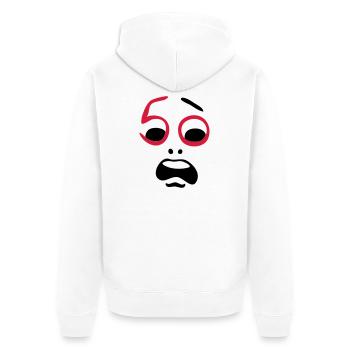 Help, 50 years! - Unisex Premium Organic Zip Hoodie - white - Back - Thijin (182cm)