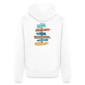 Urlaub - Unisex Premium Bio Zip Hoodie - Weiß - Hinten - Thijin (182cm)