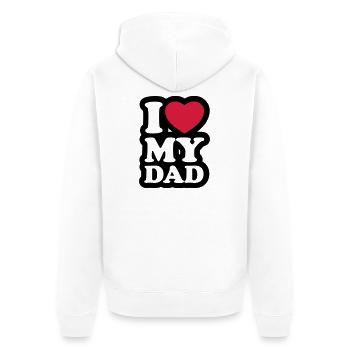 I love my dad - Ich liebe meinen Vater - Unisex Premium Bio Zip Hoodie - Weiß - Hinten - Thijin (182cm)