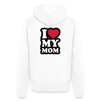 I love my mom - J'aime ma maman - Veste à capuche bio Premium Unisexe - blanc - Dos - Thijin (182cm)