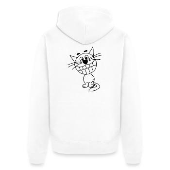 Grinning cat - Unisex Premium Organic Zip Hoodie - white - Back - Thijin (182cm)