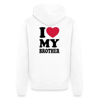 I love my brother - J'aime mon frère - Veste à capuche bio Premium Unisexe - blanc - Dos - Thijin (182cm)