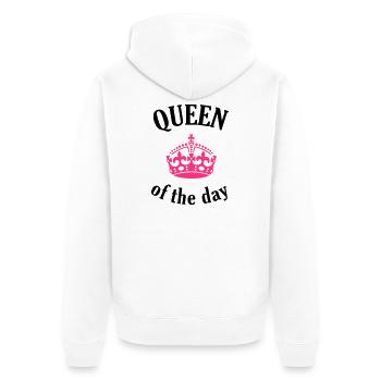 Queen of the day - Unisex Premium Organic Zip Hoodie - white - Back - Thijin (182cm)