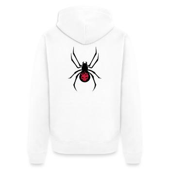 Schwarze Spinne mit Skull Muster - Unisex Premium Bio Zip Hoodie - Weiß - Hinten - Thijin (182cm)