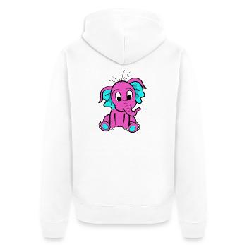Rosa Elefant - Unisex Premium Bio Zip Hoodie - Weiß - Hinten - Thijin (182cm)