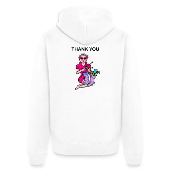 Einsparungen bei der Socke - Unisex Premium Bio Zip Hoodie - Weiß - Hinten - Thijin (182cm)