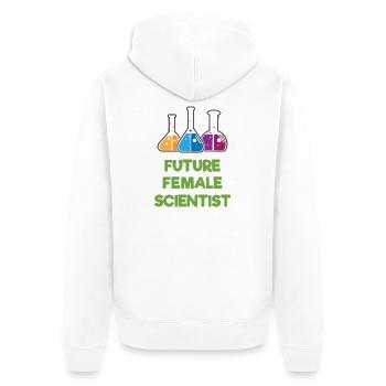 Zukünftige Wissenschaftlerin - Unisex Premium Bio Zip Hoodie - Weiß - Hinten - Thijin (182cm)