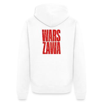 Warszawa Schriftzug mit Stadtplan-Muster - Unisex Premium Bio Zip Hoodie - Weiß - Hinten - Thijin (182cm)
