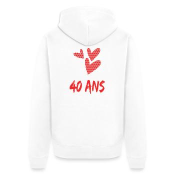 40. 40 ANS. 40e ANNIVERSAIRE. ANNIVERSAIRE 40 ANS. - Veste à capuche bio Premium Unisexe - blanc - Dos - Thijin (182cm)