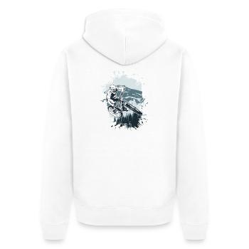 Alpine MTB Splash Ride - Unisex Premium Organic Zip Hoodie - white - Back - Thijin (182cm)