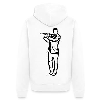 Croquis de garçon de flûte - Veste à capuche bio Premium Unisexe - blanc - Dos - Thijin (182cm)