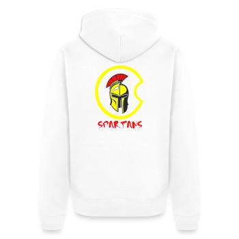 Helm Sparta und Blut 4 - Unisex Premium Bio Zip Hoodie - Weiß - Hinten - Thijin (182cm)