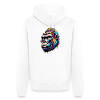 Gorilla - Unisex Premium Organic Zip Hoodie - white - Back - Thijin (182cm)