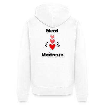MERCI. MAÎTRESSE. MAÎTRE. MERCI MAÎTRESSE - Veste à capuche bio Premium Unisexe - blanc - Dos - Thijin (182cm)