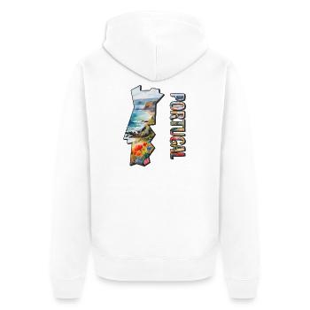 Aquarell Landkarte Portugal - Unisex Premium Bio Zip Hoodie - Weiß - Hinten - Thijin (182cm)