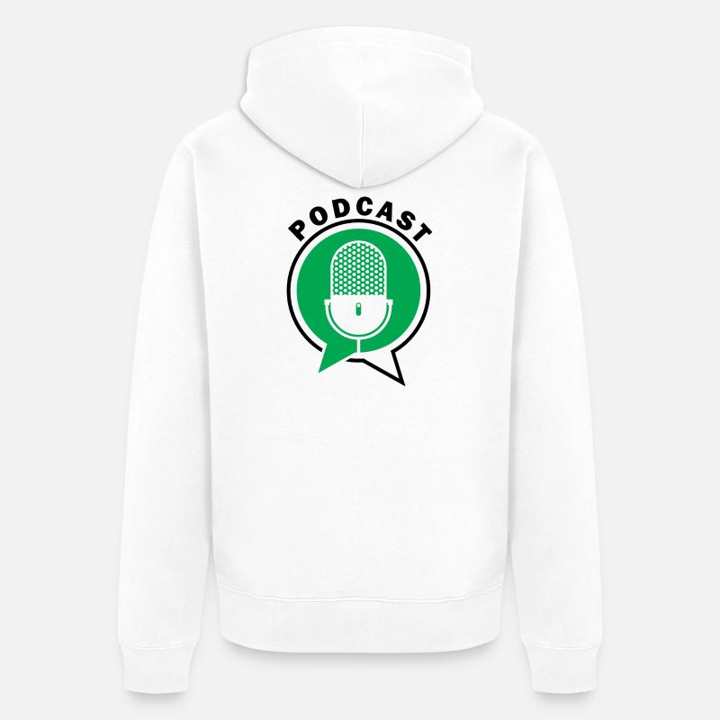 Podcast Microphone Bulles de dialogue - Veste à capuche bio Premium Unisexe - blanc