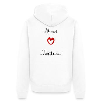 MISTRESS. THANK YOU. THANK YOU MISTRESS. GIFT - Unisex Premium Organic Zip Hoodie - white - Back - Thijin (182cm)