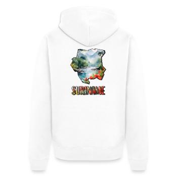 Carte à l’aquarelle du Suriname - Veste à capuche bio Premium Unisexe - blanc - Dos - Thijin (182cm)